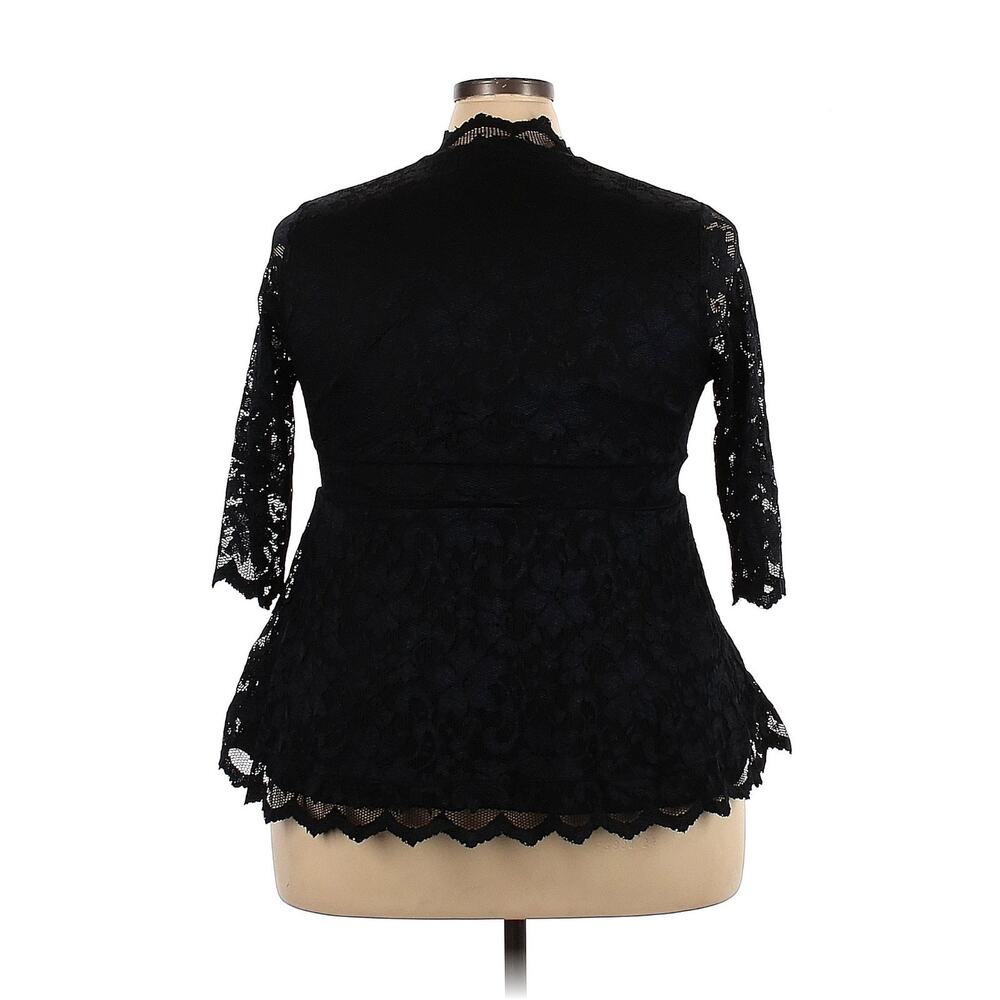 Kiyonna Top 3X Black Linden Lace Empire Waist Dark Romantic Slimming Whimsigoth - Picture 6 of 9